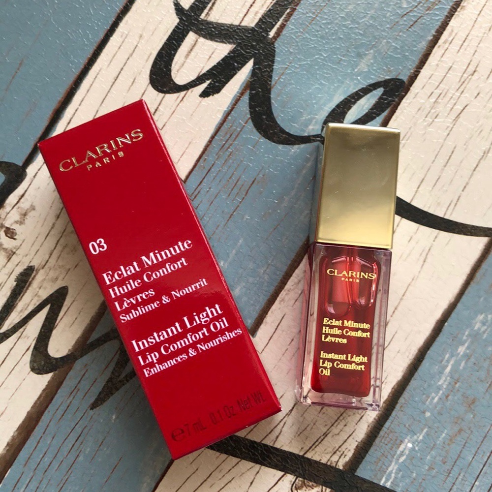 💋new clarins lip oil red berry 03